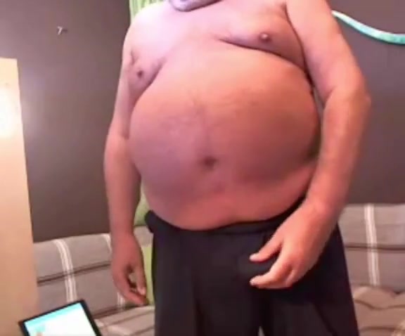 fat grandpa show his body on cam