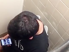 Fat boy caught wanking in toilet part 2